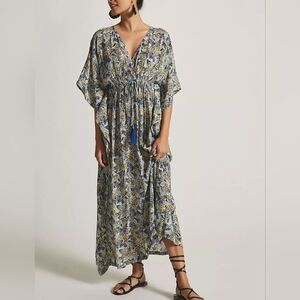 Rujuta Sheth Nwot One Size Maxi Kaftan Dress | Artisan Handwoven Boho Minimalist